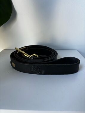 Black Leather Dog Leash with Gold Hardware Death & Co collab